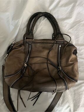 Linea Pelle Leather Satchel Handbag in Blue